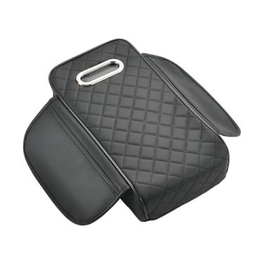 Imagem de Mqetly Almofada Genérica para Apoio de Braço de Carro, Almofada para Console Central, Caixa de Lenços, Almofada de Couro PU à Prova D'água para Apoio de, Preto, Tamanho real