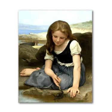 Imagem de LXURY Bouguereau. O caranguejo. Reprodução de pinturas famosas. Arte de parede em tela. Pôsteres e impressões. Imagem para decoração de casa 70 x 91 cm sem moldura