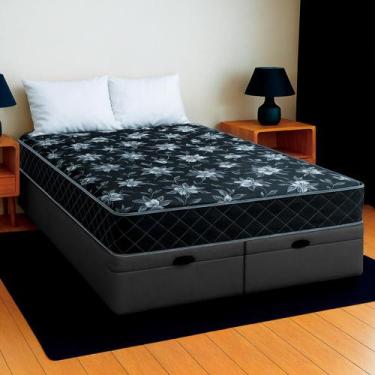 Imagem de Cama Box Baú Casal Cinza + Colchão Paris D33 PoliConfort