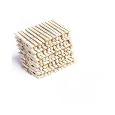 Imagem de Prendedores Pregadores Roupa Madeira Artesanato Embalagem c/ 60 unidades(Kit 60 unid.)