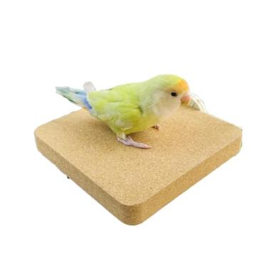 Imagem de CXYYXF Brinquedo de mastigar papagaio para pássaros, suporte de madeira de cortiça, equipamento de brinquedo de moagem de madeira, papagaio, rolha de cortiça para pombinhos, conures periquitas