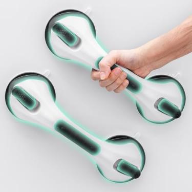 Imagem de TAILINK 2 pacotes de barras de apoio para chuveiro que brilham no escuro, barras de apoio com ventosa de 30,5 cm para banheiro, alça de segurança de chuveiro para idosos e idosos, alça de banheira