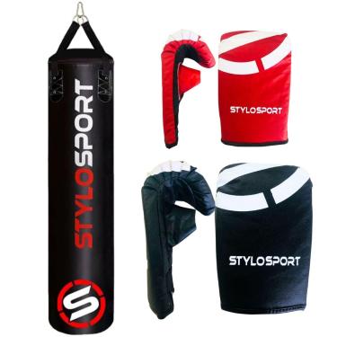 Imagem de SACO DE PANCADA STYLO 160CM + 2 LUVAS DE TREINO BATE SACO (1 ADULTO PT. 1 INFANTIL VM.)