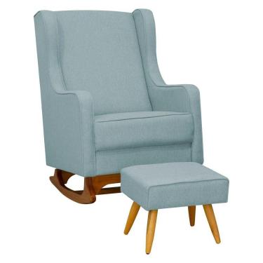 Imagem de Poltrona De Amamentação Balanço E Puff Sofia Linho Cinza Medio