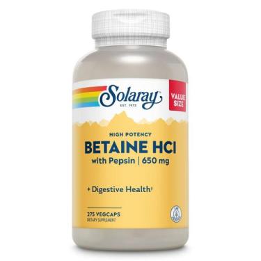 Imagem de Suplemento SOLARAY Betaína HCL com pepsina 650 mg 275 cápsulas vegetai