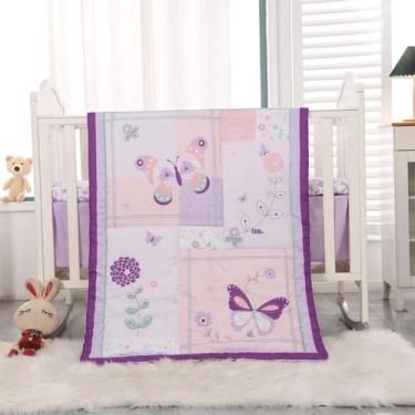 Imagem de Conjunto de cama de berço Wowelife Butterfly Baby Girl Purple