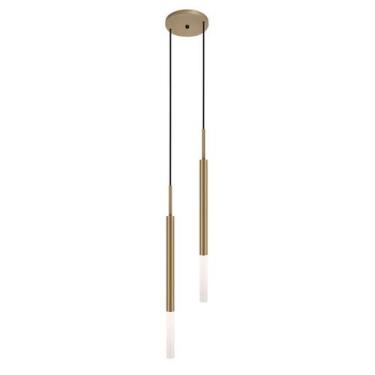 Imagem de Luminária Teto Pendente Tubo Duplo Difusor Cama Sala Bronze - Singleli