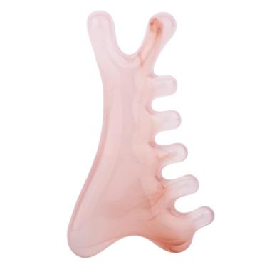 Imagem de 4-in-1 Multifuncional Pente de Massagem Gua Sha, Durável Resina Pente Massagem Couro Cabeludo Reutilizável Ferramenta Gua Sha para Cabeça Rosto Pescoço & Corpo (Rosa)