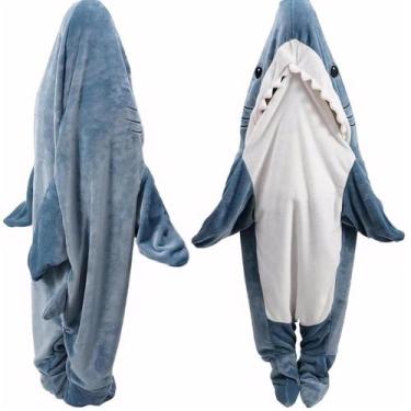 Imagem de Cobertor vestível DDMY Shark tamanho XXL de flanela para adultos