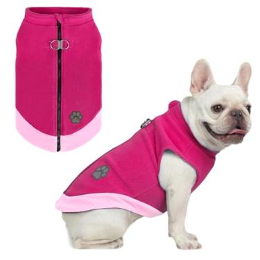 Imagem de Mihachi Colete de lã para cães, suéter quente com zíper, jaqueta para cachorro com coleira dupla em D, casaco refletivo de inverno para clima frio de inverno, roupas com capuz para cães pequenos