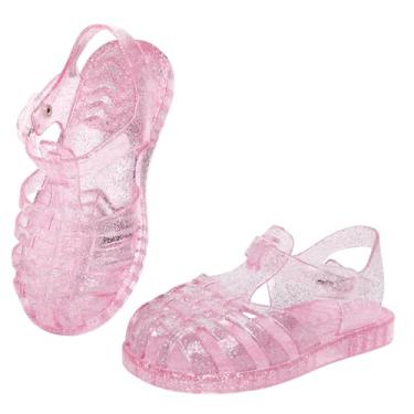 Imagem de Szsppinnshp Sandálias Jelly para meninas, pescador, gladiador, praia, água, glitter, sandálias rasteiras, bico fechado, fantasia de princesa, sapatos sociais de verão para bebês/crianças pequenas
