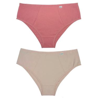 Imagem de Kit Calcinha Feminina 2 Peças Del Rio Cós Largo Cotton Algodão Lisa