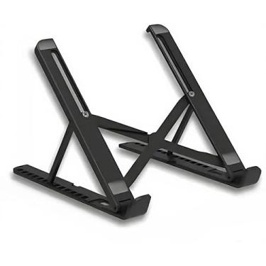 Imagem de Suporte para Notebook Ergonômico Ajustável 6 Níveis, Portátil, Dobrável, Antiderrapante – Base Ventilada p/MacBook, Dell, Acer, Lenovo – Mesa, Escritório, Cama – 10" a 17" (preto)