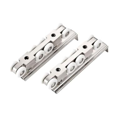 Imagem de KiBcsLic 2 peças de roda suspensa para portas de correr, peça de reposição para rolo de porta de correr, montagem silenciosa, rodas para porta de guarda-roupa, 8 Rodas