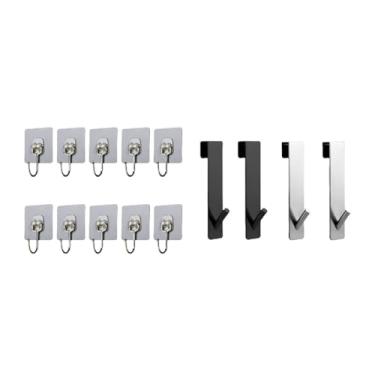 Imagem de Gancho para porta de chuveiro de banheiro em aço inoxidável em formato de S, cabide sobre porta de vidro, acessórios para toalheiro de chuveiro, 2 em 1, 14 peças