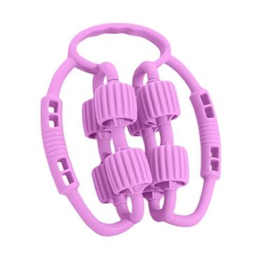 Imagem de FashionCha Rolo de massagem para pernas com 8 rodas, leve, circular, 360 graus, ferramenta de massagem de tecido profundo para exercícios de condicionamento, Roxo
