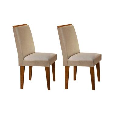 Imagem de Kit 2 Cadeiras Sala Jantar Lunara 2 Un Imbuia/Linho Bege Turim - Rufato