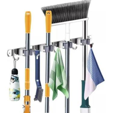 Imagem de 2X Suporte Vassoura Inox Grande Porta Vassoureiro Com Design
