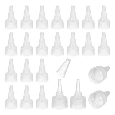 Imagem de PATIKIL 24/410 tampas de torção, 60 peças de tampas de substituição de garrafa de plástico com junta de espuma para tampas de tinta, distribuição de cola, artesanato faça você mesmo, transparente