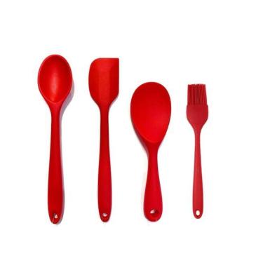 Imagem de Jogo 4 Peças Colher Arroz, Espatula Pincel Em Silicone Livre