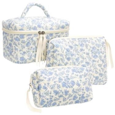 Imagem de Conjunto de bolsa de maquiagem PAZIMIIK Vintage com zíper acolchoado p