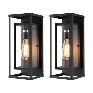 Imagem de Aplique de Pared Exterior Mirrea 14" Negro Mate Impermeable Paquete de