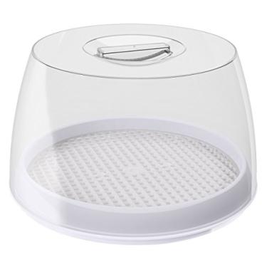 Imagem de Queijeira Redonda Acrílico Com Tampa E Escorredor De Soro Porta Queijo Frios Mesa Posta Gourmet UZ Utilidades