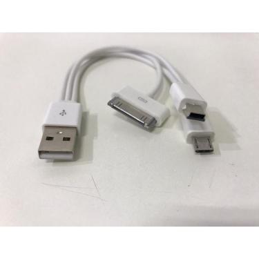 Imagem de Cabo Usb 2.0 Triplo Carga Dados Para Samsung = V3 / V8 Micro Usb 5 Pinos / 30 Pinos = Multi Função