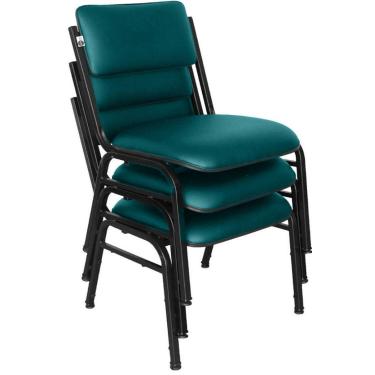Imagem de Kit com 3 Cadeiras para Auditórios Linha Hotel Smart Verde