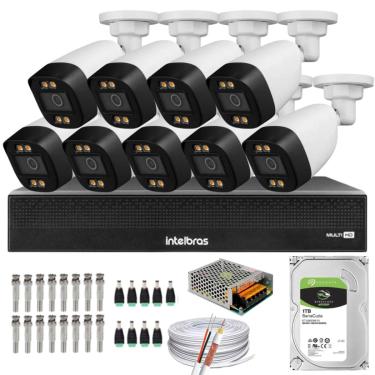 Imagem de Kit 9 Câmeras Segurança FullColor Visão Noturna Colorida 1080p 2.8mm Dvr Intelbras 1tb