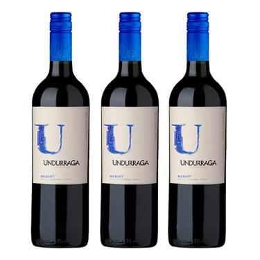 Imagem de Kit 03 Unidades Vinho Undurraga U Merlot 750ml