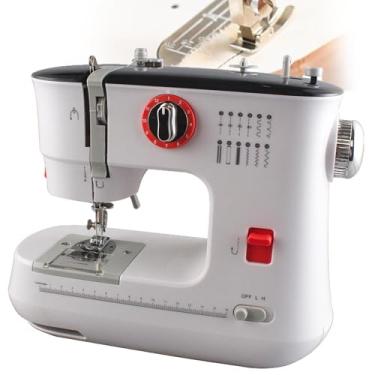 Imagem de Mini MáQuina De Costura PortáTil,MáQuina Overlock DoméStica Totalmente AutomáTica,Cabo De Oito Pinos E Duas Fileiras,9 NíVeis De Ajuste,Para Roupas,Tecidos,FaçA Você Mesmo