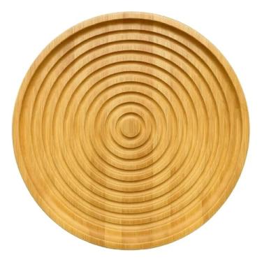 Imagem de Bandeja Redonda Tábua De Servir Bambu Petisqueira Multiuso