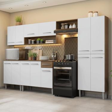 Imagem de Armário De Cozinha Completa 293cm Rustic/branco Emilly Madesa 01 Rustic/branco