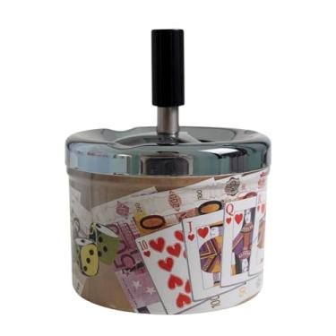 Imagem de Cinzeiro De Inox Com Tampa E Reservatório Grande 12x9cm (MOD M)