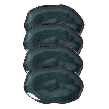 Imagem de Conjunto Com 04 Travessas Oval Rasa Média 30x20 Cm Orgânico Oceano Porto Brasil