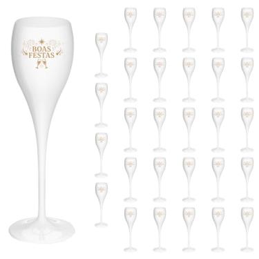 Imagem de Taça Espumante Final de Ano 120ml Boas Festas Brut Acrílico Premium 30pçs (BRANCO)