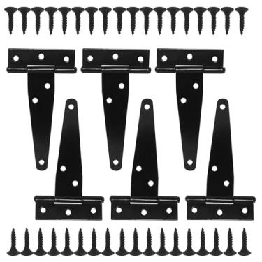 Imagem de Jiozermi 6 peças de dobradiças de correia em T de 10 cm, dobradiças de porta de celeiro resistentes dobradiças de portão dobradiças para cercas de madeira galpão de porta de celeiro