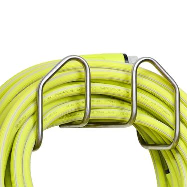 Imagem de Kings County Tools Suporte de parede para mangueira de jardim – Gancho para mangueira de água externa de aço inoxidável resistente à ferrugem para mangueira de 30,5 m de 1/5.1 cm ou 26 m de 5/20.3 cm