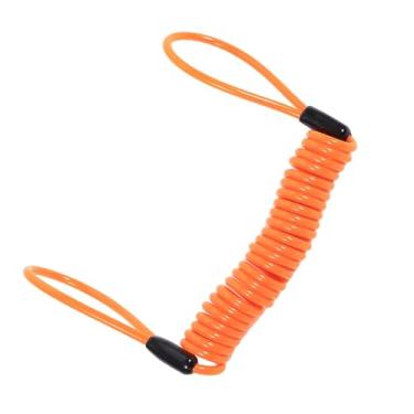Imagem de Mingzhe Cabo de Lembrete de Trava de Disco, Cabo de Bobina de Lembrete, Trava de Freio de Segurança, Laranja, Verde, Amarelo, Leve, Multifuncional, Extensível até 1,25 M, Moto, (Laranja)