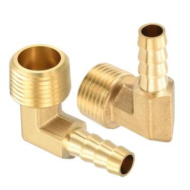 Imagem de HARFINGTON 2 peças de cotovelo de mangueira de 90 graus 5/40.6 cm a 3/20.3 cm NPT macho latão encaixe de farpa metals splicer mender para impressão 3D, compressor de ar, máquina CNC, matrizes