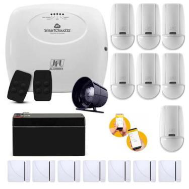 Imagem de Kit Alarme Wifi Jfl Smartcloud 32 14 Com Sensores Sem Fio