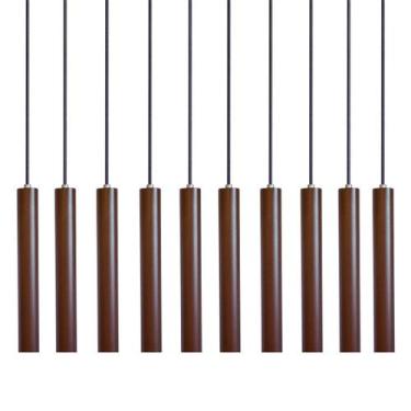Imagem de Kit 10 Pendente Luminária Tubo Marrom 30 Cm - AZ Casa Decor
