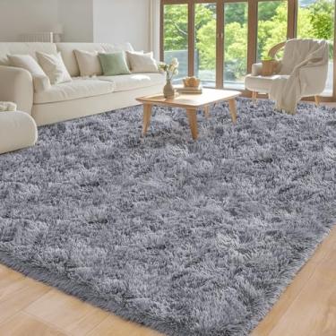 Imagem de Tapete de área para sala de estar 15 x 23 cm, tapete felpudo ultramacio para quarto, tapete felpudo antiderrapante para quarto de meninas, quarto de meninos, berçário, adolescentes, moderno, decoração