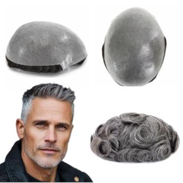 Imagem de HAIR NATURE Toupee para homens cabelo humano, perucas de cabelo real, sistemas de substituição de cabelo para homens pele fina natural nó #340