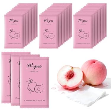 Imagem de Toalhetes individuais para as mãos, lenços umedecidos embalados individualmente, limpeza a granel, tamanho de viagem, lenços umedecidos para casamento, viagem, restaurante, churrasco (pêssego, pacote