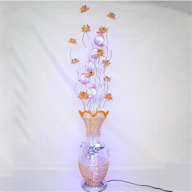 Imagem de Luminária de chão nórdica moderna com estampa floral, em alumínio, para sala de estar, sofá, quarto, casamento, com LED, originalidade e design decorativo (Estilo 19)