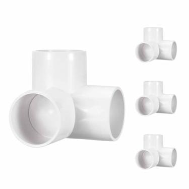 Imagem de Kozelo Pacote com 4 encaixes de tubulação de cotovelo de PVC SCH40 de 3 vias, encaixe em T de saída lateral de canto de cotovelo de PVC de 3 vias, conectores de tubo de grau de móveis para projeto DIY