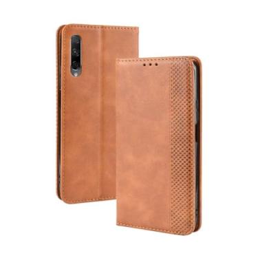 Imagem de Capa para Huawei Honor 9X Pro,Retro Flip magnético,Caso de telefone de couro PU,Design de carteira com 3 slots de cartão e 1 clipe de dinheiro -Brown