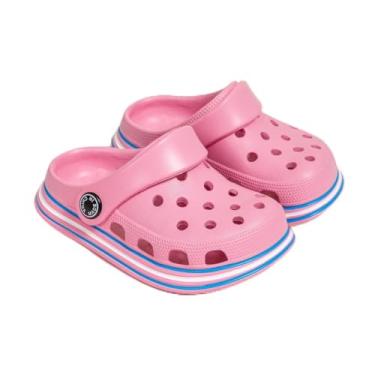 Imagem de Chinelo infantil infantil infantil meninos meninas bonito jardim tamancos chinelos chinelos chinelos leves verão crianças praia piscina jogar sapatos (bebê/criança pequena), rosa, 20